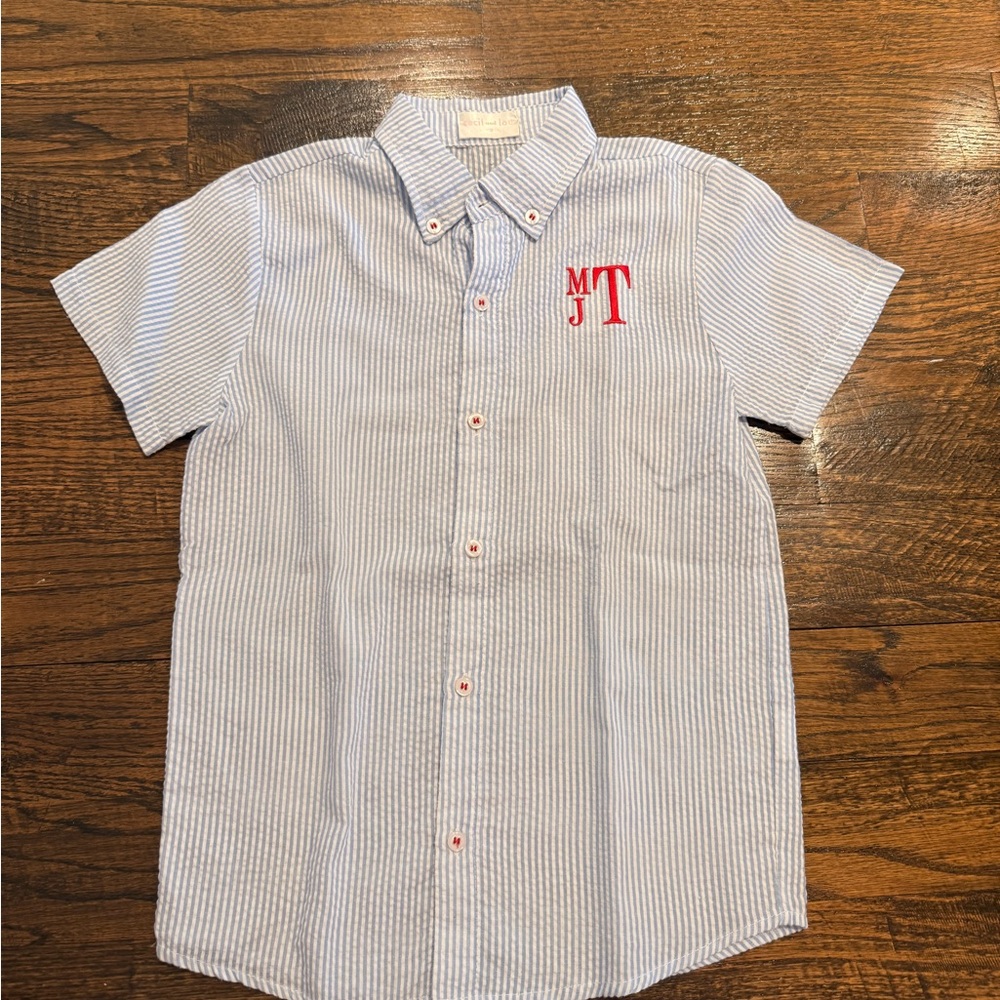 Kids Blue Striped Button Down Shirt